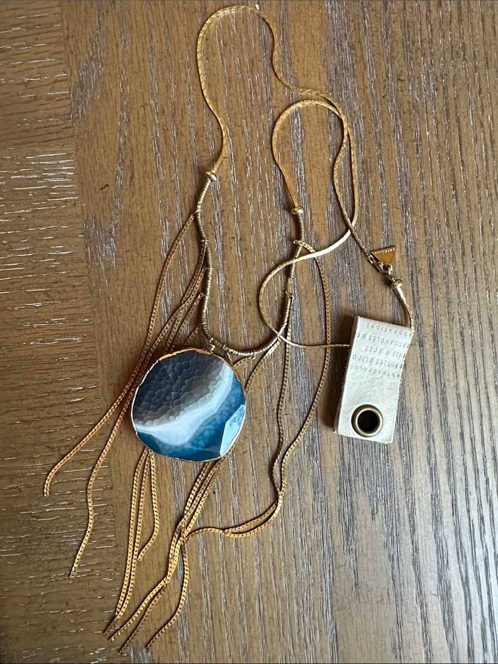 Serefina Anthropologie Agate and Gold Tone Necklace
